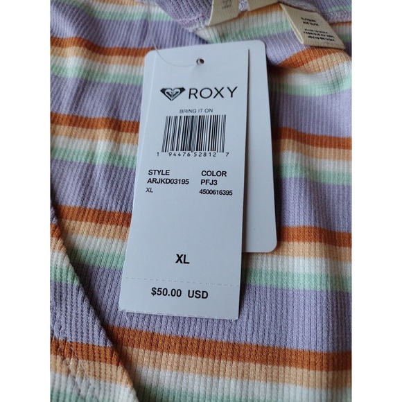 Roxy Dress Women's XL Multicolor Stripped Bring It On Short‎ Sleeve V-Neck - Picture 10 of 15